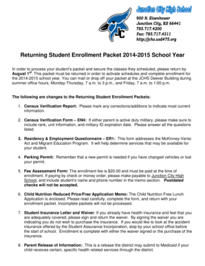 Returning Student Enrollment Packet