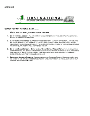 First National Bank Switch Kit