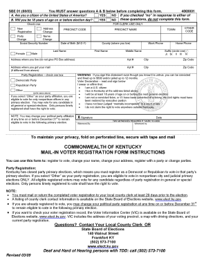 Kentucky Mail-In Voter Registration Form