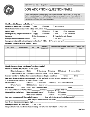 Dog Adoption Questionnaire