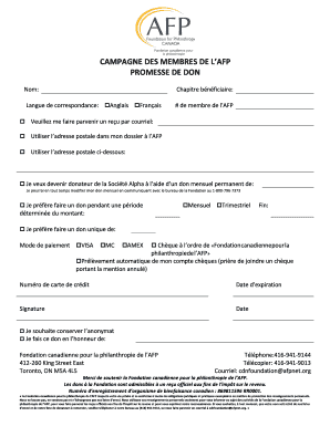 Formulaire de don de membre de l'AFP