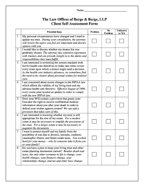 Client Self-Assessment Form