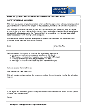 Flexible Working Time Limit Extension Form