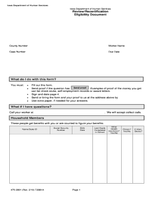 Iowa Department of Human Services Review Recertification Form