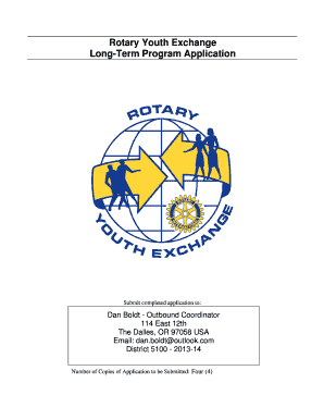 Rotary Youth Exchange Long-Term Program Application