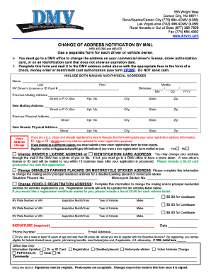 Nevada DMV Change of Address Form