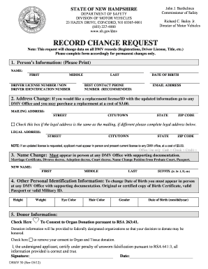 New Hampshire Record Change Request