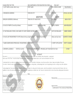 New Hampshire Voter Registration Form