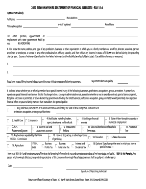 New Hampshire Statement of Financial Interests