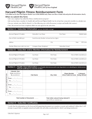 Harvard Pilgrim Fitness Reimbursement Form