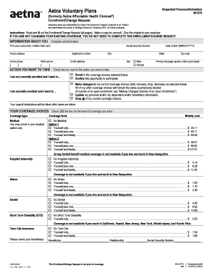 Aetna Voluntary Health Insurance Enrollment Form