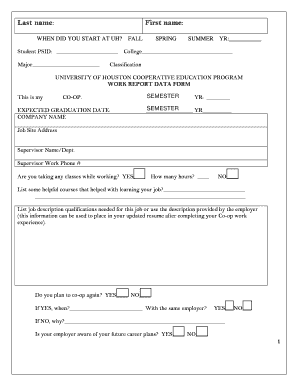 University of Houston Co-op Work Report