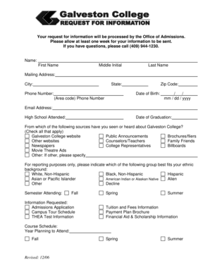 Galveston College Admissions Application Form