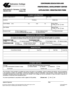 Galveston College Application Registration Form