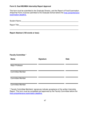 Internship report templates - 47 Form G: Dual MS/MBA Internship Report Approval This form must ... - economics ag utk