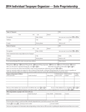 2014 Individual Taxpayer Organizer
