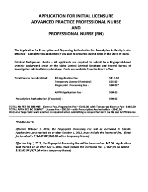 Idaho Advanced Practice Professional Nurse Licensure Application
