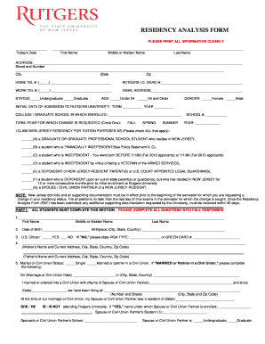 Residency Analysis Form