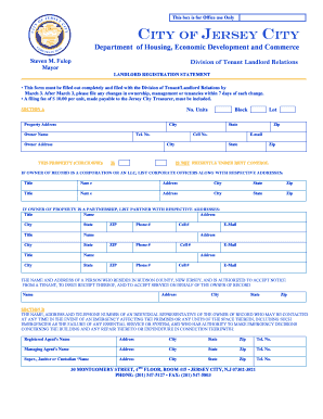 Jersey City Landlord Registration Statement