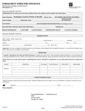 Enrollment Form for Group Insurance