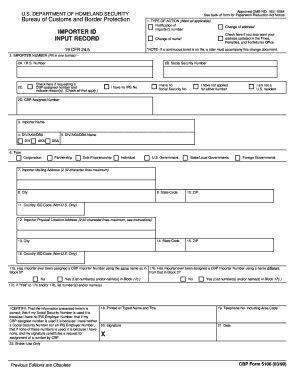 CBP Form 5106 Notification of Change of Address