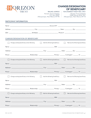 Change/Designation of Beneficiary Form