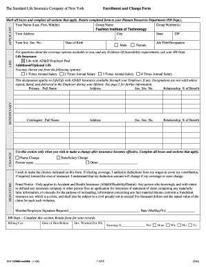Standard Life Insurance Enrollment Form