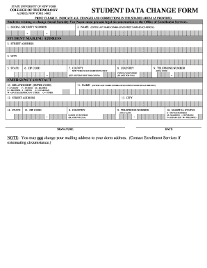 Student Data Change Form