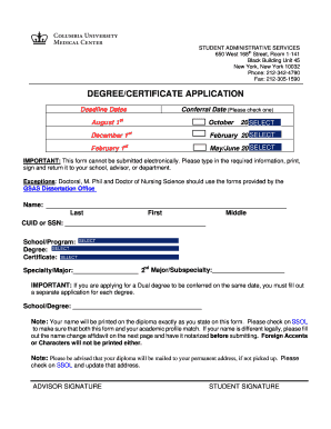 Degree/Certificate Application Form