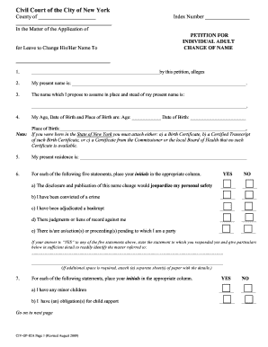 New York Adult Name Change Petition