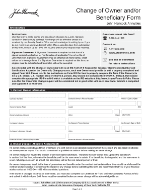 Change of Owner and/or Beneficiary Form