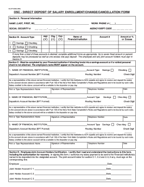 New York State Direct Deposit of Salary Form