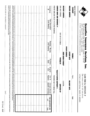 Claim Form for Damaged Items