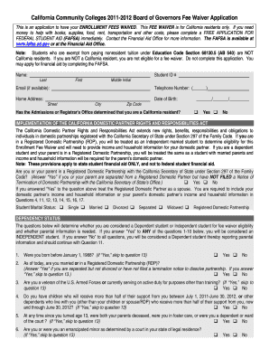 California Community Colleges Board of Governors Fee Waiver Application
