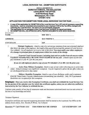 Local Services Tax Exemption Certificate