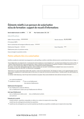 Formulaire de renouvellement de scolarisation