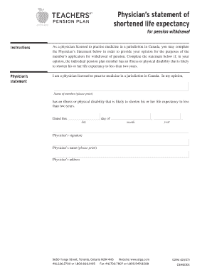 Shortened Life Expectancy Pension Withdrawal Form