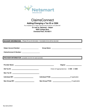 ClaimsConnect Tax ID Update Form
