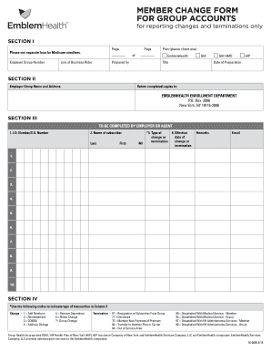 Member Change Form for Group Accounts