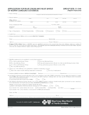 Blue Cross and Blue Shield Group Health Insurance Application