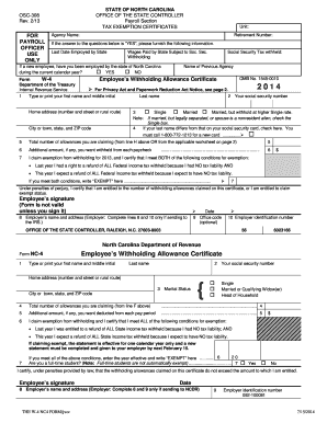North Carolina Tax Exemption Certificates