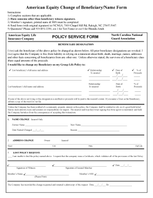 American Equity Beneficiary Change Form