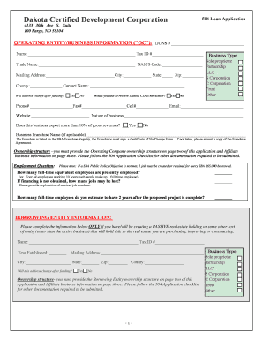 Dakota CDC 504 Loan Application