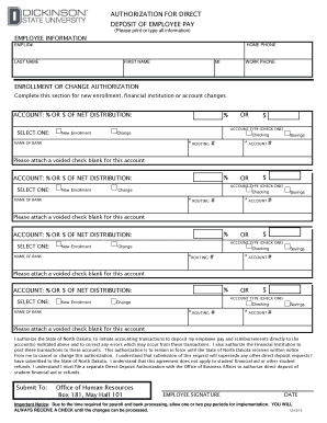Authorization for Direct Deposit of Employee Pay