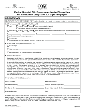 Medical Mutual of Ohio Employee Insurance Waiver Form
