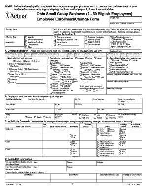 Ohio Small Group Employee Enrollment Form