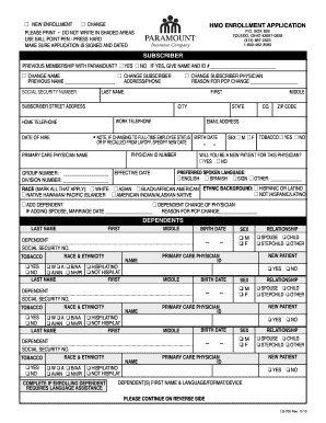 Change HMO Enrollment Application