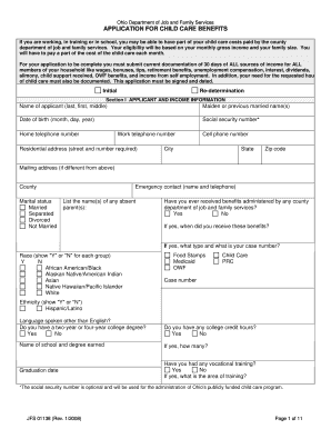 Ohio Child Care Benefits Application