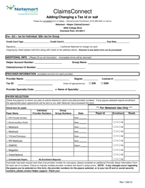 Helper ClaimsConnect Tax ID Update Form