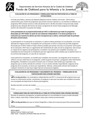 EVALUACIÓN DE LOS PROGRAMAS Y FORMULARIO PARA NO PARTICIPAR EN LA TOMA DE FOTOS/VIDEOS